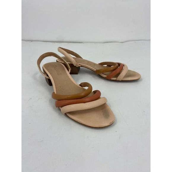 Madewell Women's Addie Slingback Leather Sandals Peach Multi Size 6 - Picture 1 of 13